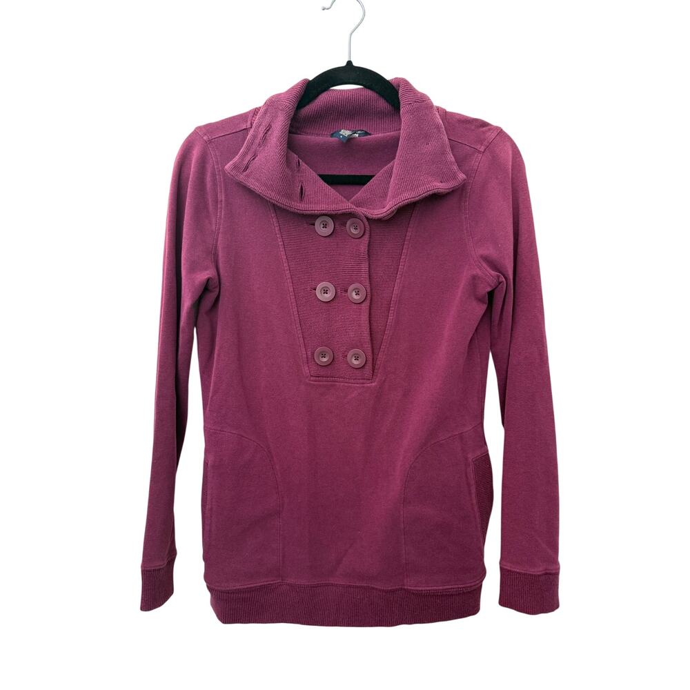 Banana Republic Vintage 08 Purple Cotton Button Sweater Pockets Pullover Small